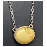 SILVER(2.23G),  BALTIC AMBER NECKLACE 16-18'