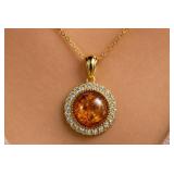 SILVER(4.48G),  AMBER NECKLACE 16-18'