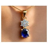 SILVER(0.8G),  SAPPHIRE (0.52CT) PENDANT