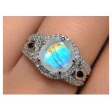SILVER(4.3G),  MOONSTONE (1.5CT) RING