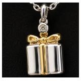 SILVER(4.3G),  NATURAL DIAMOND (0.01CT) NECKLACE
