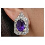 SILVER(5.78G),  AMETHYST (3CT)EARRING