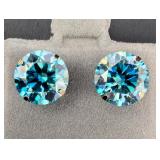 14K(0.9G),  BLUE MOISSANITE (3.52CT) EARRING