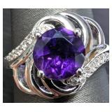 SILVER(3.16G),  AMETHYST (1.5CT) RING