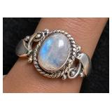 SILVER(2.32G),  MOONSTONE (1CT) RING