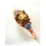 10KT ROSE GOLD NATURAL CITRINE WITH NATURAL WHITE