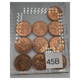 1964 CANADA PENNIES LOT OF 10 BRILLIANT