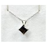 STERLING SILVER NATURAL SMOKEY QUARTZ PENDANT