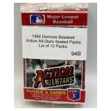 12 SEALED PACKS 1984 DONRUSS BASEBALL ACTION ALL