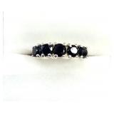 STERLING SILVER NATURAL BLUE SAPPHIRE RING, SIZE