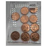 1965 CANADA PENNIES LOT OF 10 BRILLIANT