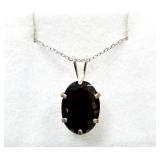 STERLING SILVER NATURAL GARNET PENDANT WITH