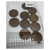 1943 CANADA GEORGE VI ONE CENT LOT OF 10