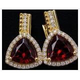 SILVER(4.62G),  GARNET (2.4CT) EARRING