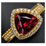 SILVER(3.77G),  GARNET (1.2CT) RING