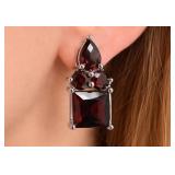 SILVER(6.25G),  GARNET (4CT) EARRING