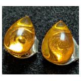 SILVER AMBER EARRING