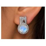 SILVER(4.62G),  MOONSTONE (3CT) EARRING