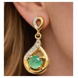 SILVER(2.9G),  EMERALD (APP 0.4CT) EARRING