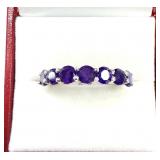 STERLING SILVER NATURAL AMETHYST (0.31CT) RING,