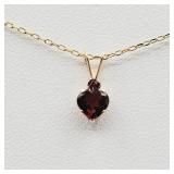 10KT YELLOW GOLD NATURAL GARNET AND NATURAL