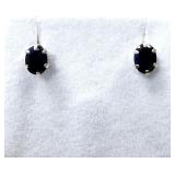 STERLING SILVER NATURAL BLUE SAPPHIRE EARRINGS,