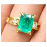 10K(1.55G),  EMERALD (0.98CT), DIA (0.04CT)RING,