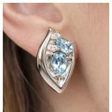 SILVER(5.42G), BLUE TOPAZ (1.2CT)EARRING