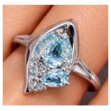 SILVER(3.37G), BLUE TOPAZ (0.6CT)RING,