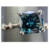 10K(2.25G),  BLUE LAB DIAMOND (2.7+0.06CT)RING,
