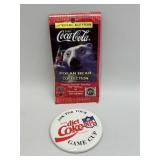 VINTAGE COKE POGS (UNOPENED PKG) AND PIN BACK