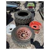 LOT - ASSORTED SKID STEER TIRES AND RIMS