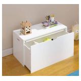 White Modern Storage Bench With Drawer