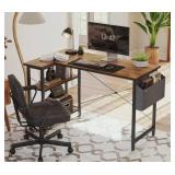 Wood And Metal Computer Desk With Storage