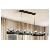 Rectangular Iron Chandelier With Glass Shades