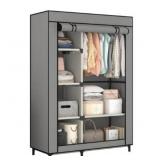 Portable Wardrobe With Hanging Rod & Shelves