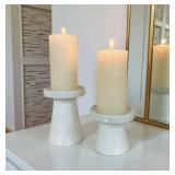 2 White Ceramic Candle Holders
