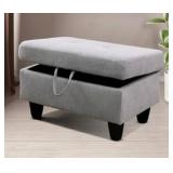 Gray Flannelette Storage Ottoman