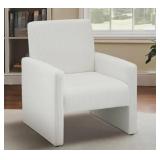 White Corduroy Upholstered Accent Chair