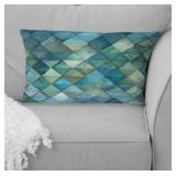 Decorative Throw Pillow With Blue Geometric Design