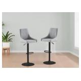 2 Grey Linen Adjustable Bar Stools
