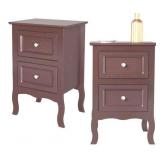 2 Wooden Nightstands With Two Drawers