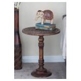 Dark Brown Mango Wood Pedestal Table