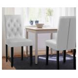 2 Tufted Faux Leather Dining Chairs