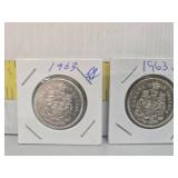 1963 Canadian Silver 50-cent Coins (2)