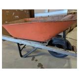 Orange Metal Cement Wheelbarrow