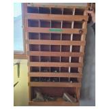 Wooden Hardware Organizer With Contents