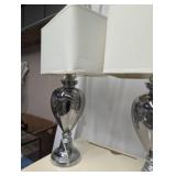 Chrome And Glass Table Lamps With Shades