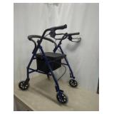 New Blue Foldable Rollator Walker With Seat