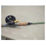 Antique Wood Handle Rod With Vintage Reel